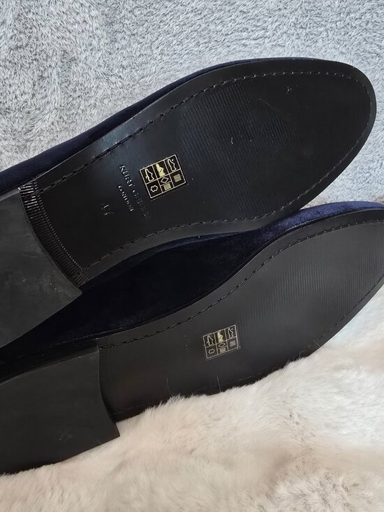 Kurt Geiger Hugh Eagle Velvet Loafer Navy Blue Men\'s Size 47 or US 13 NEW Formal main image 6